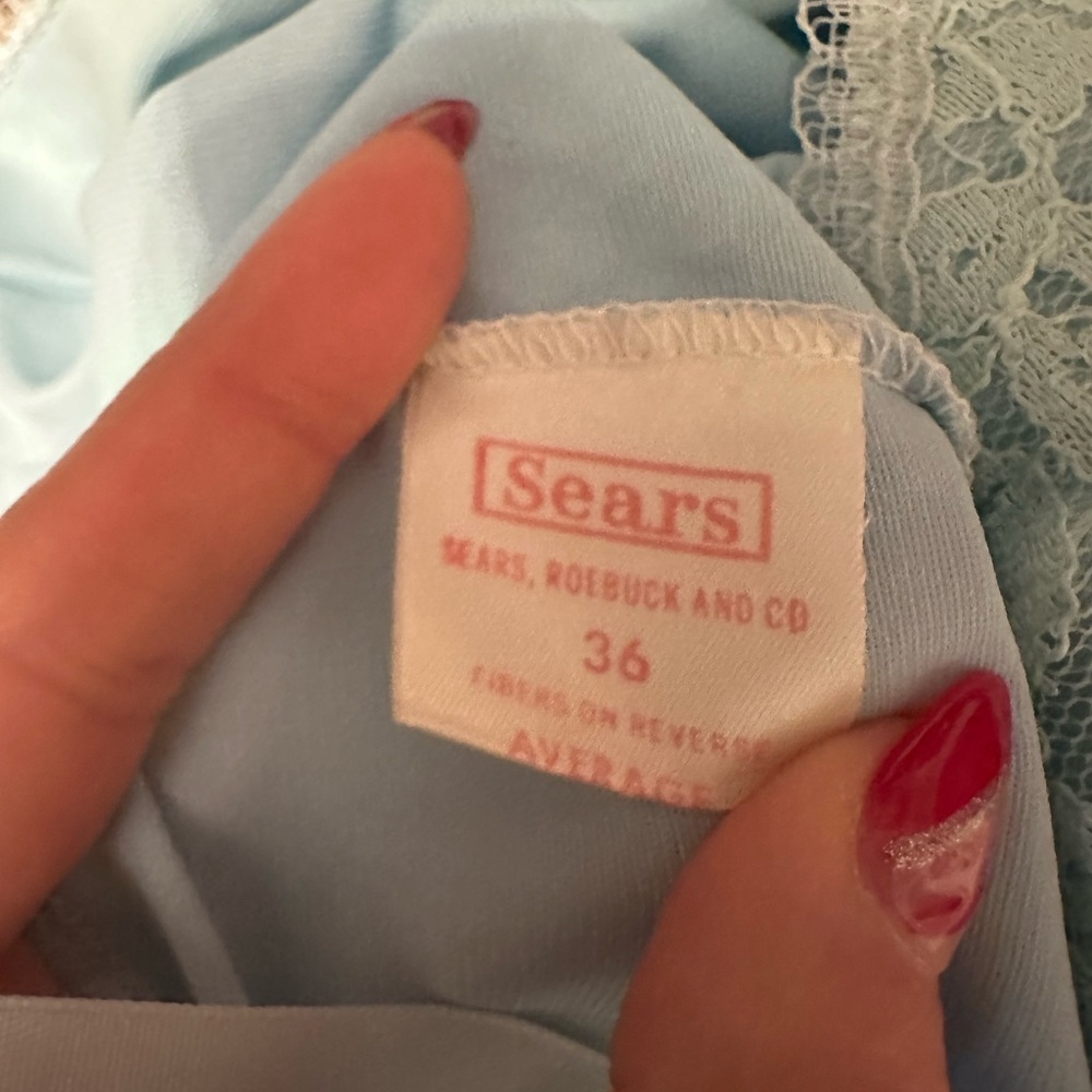 Vintage Sears Lace Trim Fairy Vibes Chemise in Light Blue Size 36 - Picture 2 of 7